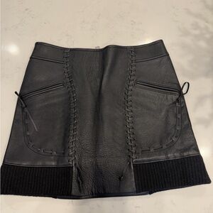 Coach Black Leather Mini Skirt